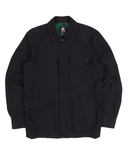 PAUL SMITH Jacket Navy Blue Nylon Mens Military Coat Size S