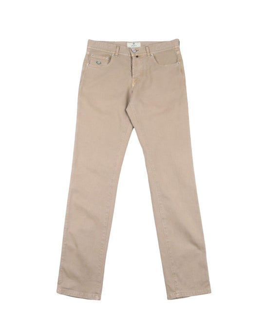LUIGI BORRELLI  Napoli Trousers Beige Cotton 5 Pocket Mens Pants Size 31