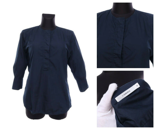 Women's LAREIDA Navy Placket 3/4 Sleeve Pullover Shirt Size 38
