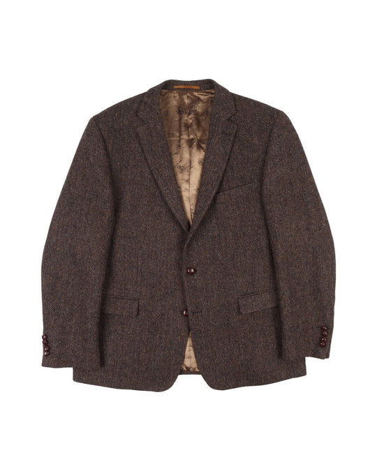 HARRIS TWEED Blazer Brown Herringbone Wool Men's Three Buttons Jacket Size 27