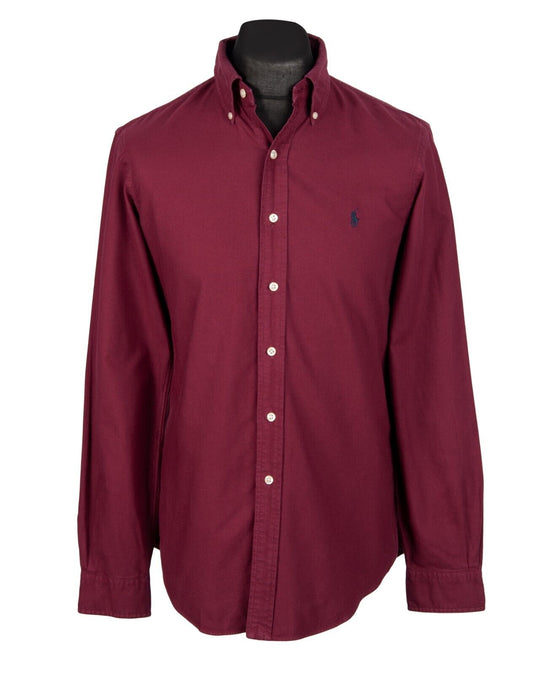 RALPH LAUREN Oxford Shirt Bordeaux Red Cotton  Men's Size S