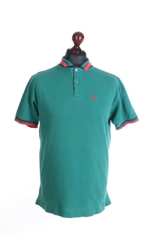 Men's FRED PERRY Green Short Sleeve Sportswear Polo Shirt Size L