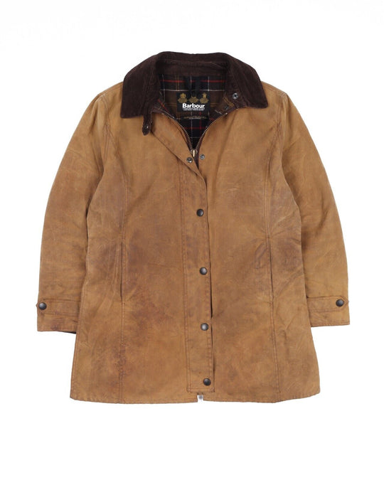 BARBOUR Newmarket Waxed Coat Brown Cotton Womens Parka Jacket Size 10 US / 14 UK