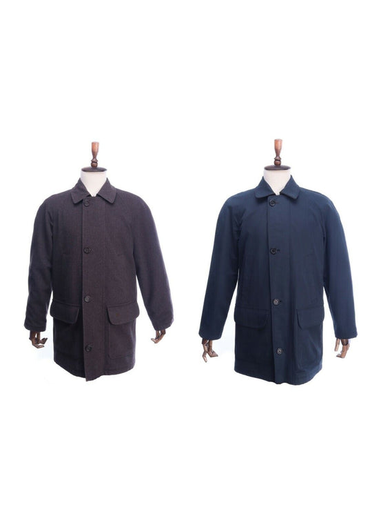 BURBERRY LONDON Brown / Navy Wool Blend Reversible Short Coat Size 46