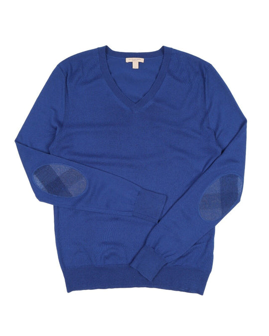 BURBERRY Brit Pullover V Neck Blue Wool Men's Jumper Size M