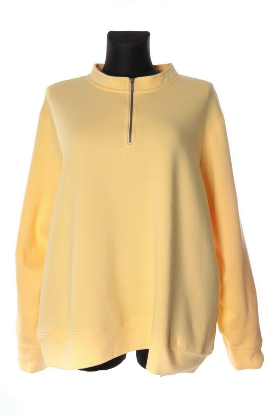 Women's ORVIS Yellow Cotton Oversized Zip-Neck Sweatshirt Size XL