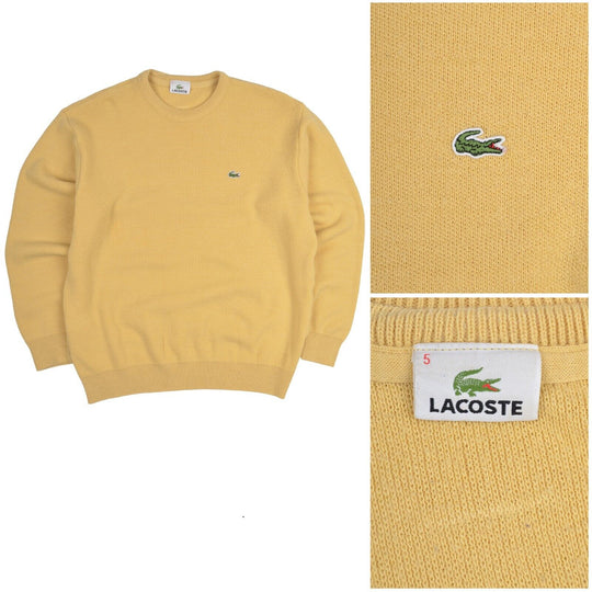 LACOSTE Jumper Yellow Knit Men's Crew Neck Pullover Size 5