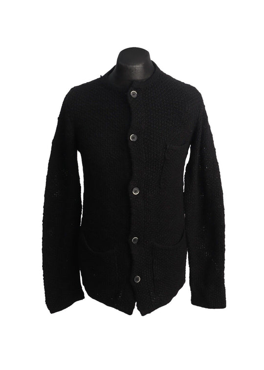 BARENA Cardigan Sweater Black Bubble Knit  Wool Men's Jumper Size M
