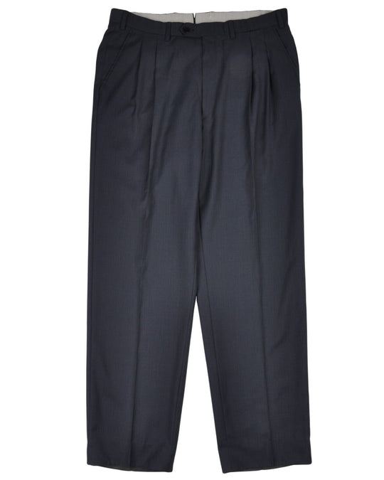 BRIONI Alfa Dress Pants Navy Blue Wool Mens Pleated Trousers Size 52 R