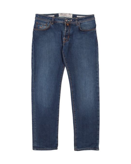JACOB COHEN Denim Navy Blue Faded Cotton Mens Jeans Size 36