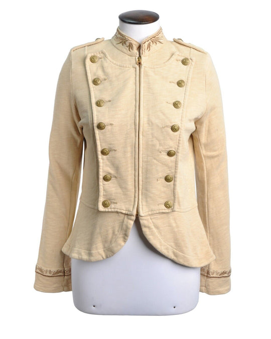 DENIM & SUPPLY RALPH LAUREN Jacket Beige Cotton Epaulette Womens Full Zip Size L