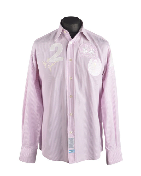 Men's LA MARTINA Pink Striped Cotton Shirt Size L