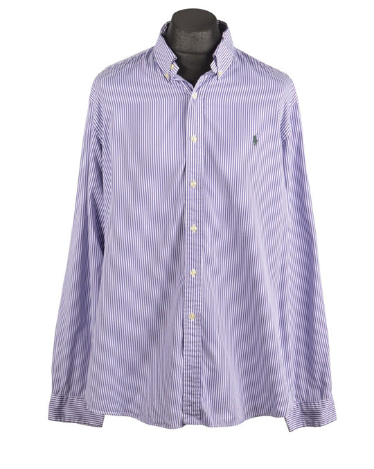 Men's RALPH LAUREN Purple Striped Cotton Silk Shirt Size XXL