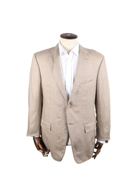 ERMENEGILDO ZEGNA Sport Coat Beige Cashmere Silk Blazer Men's Size 54 IT