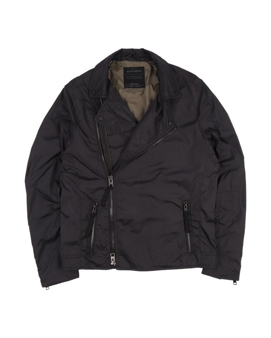 ALLSAINTS Novello Biker Jacket Black Nylon Moto Zip Men's Size M