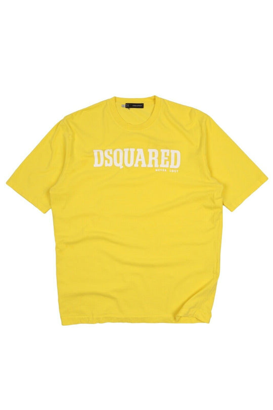 Men's DSQUARED2 Yellow Cotton Short Sleeve Logo T Shirt Size L