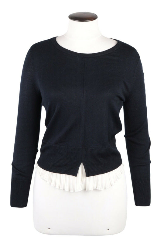 Women's SANDRO PARIS Navy Blue Wool Blend Blouse Top Size 2 / s