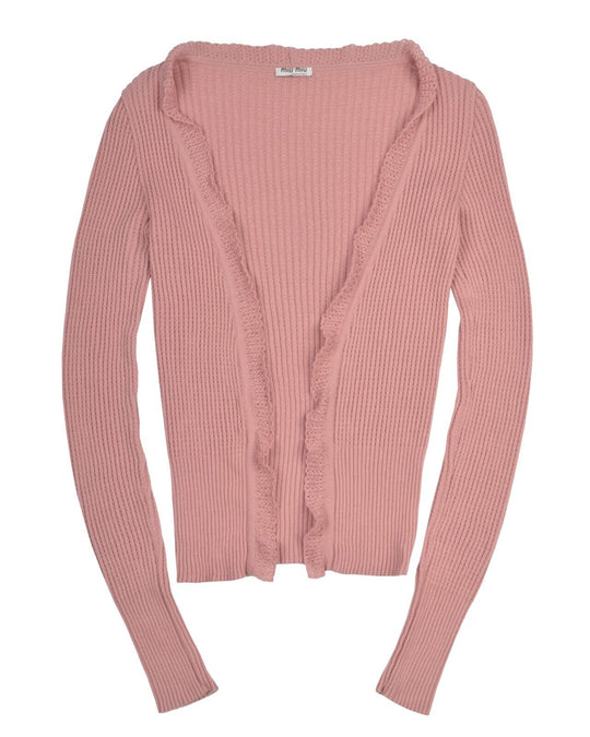 MIU MIU Open Cardigan Pink Women's Knit Sweater Size ~S