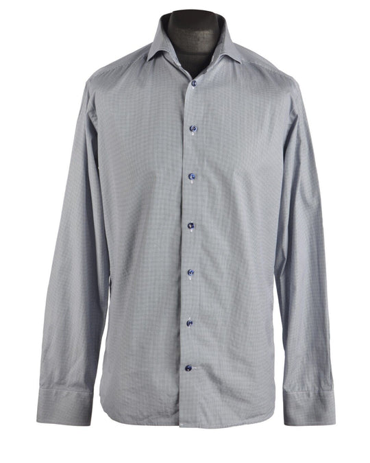 Men's ETON Slim Fit Gray Geometric Print Cotton LS Shirt Size 42 / 16