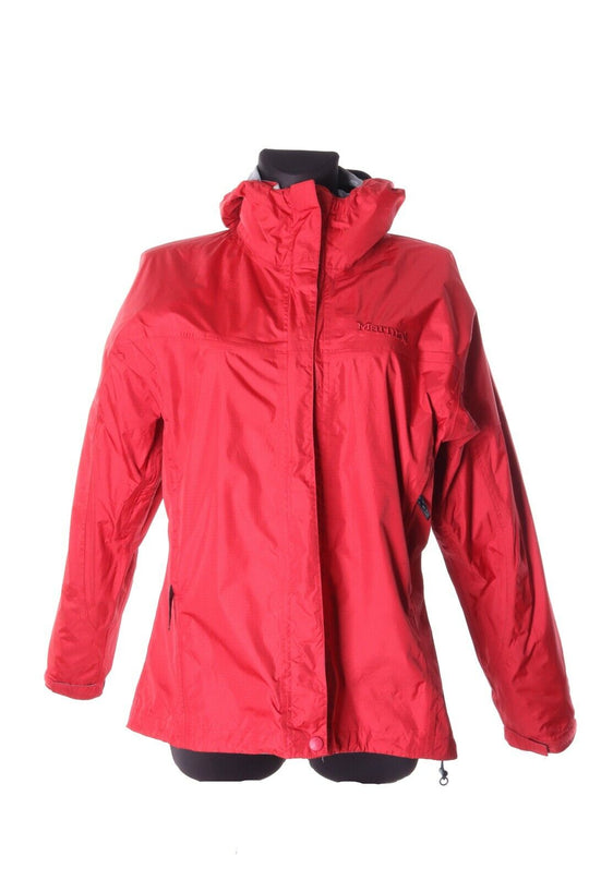Women's MARMOT Red Nylon Ripstop Hooded Windbreaker Outdoor Jacket Size M