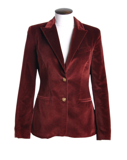 VERSACE JEANS COUTURE Blazer Red Velour Cotton Women's Jacket Size 44 IT