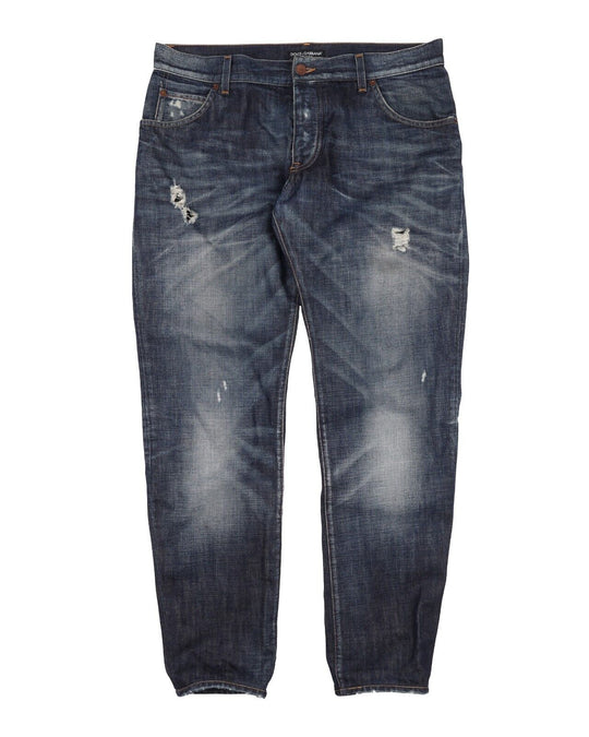 DOLCE & GABBANA Denim Navy Blue Faded Cotton Men's Jeans  Size 50 IT