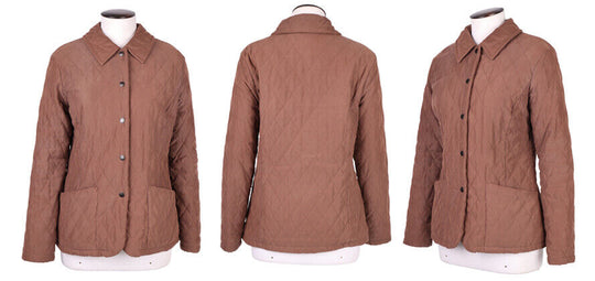 Women's BARBOUR Brown Shaped Microfibre Quilted Jacket Size UK 10 US 6
