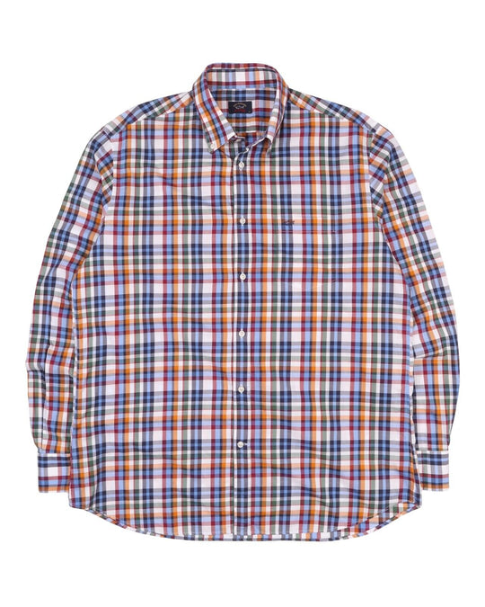 Men's PAUL & SHARK Multicolour Check Long Sleeve Shirt Size 42 / L