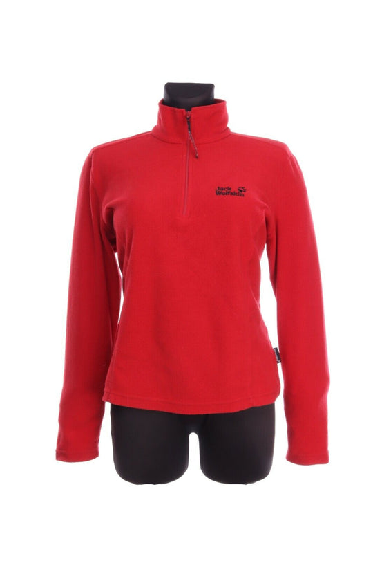 JACK WOLFSKIN Red Outdoor Mock Neck Zip Fleece Pullover Sweater Jumper Size L