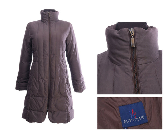 Vintage MONCLER Brown Down Casual Winter Long Coat Jacket Size 2