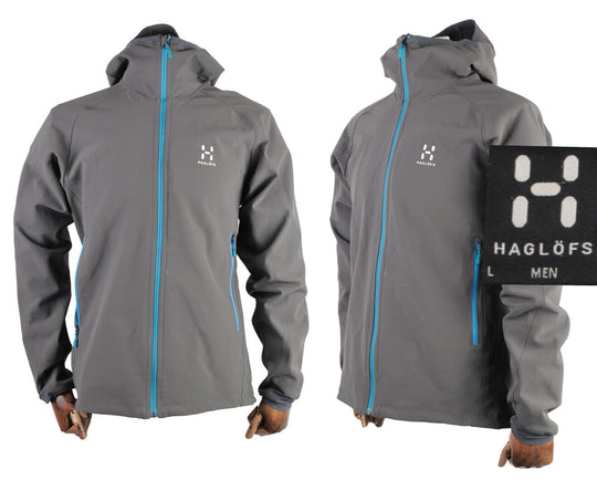 Men's HAGLOFS Grey Tech Outdoor Gecko Rain Coat Jacket Size L