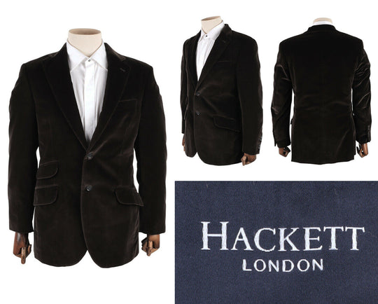Men's HACKETT London Brown Velour Cotton Blazer Jacket Size 40 UK / 50 IT