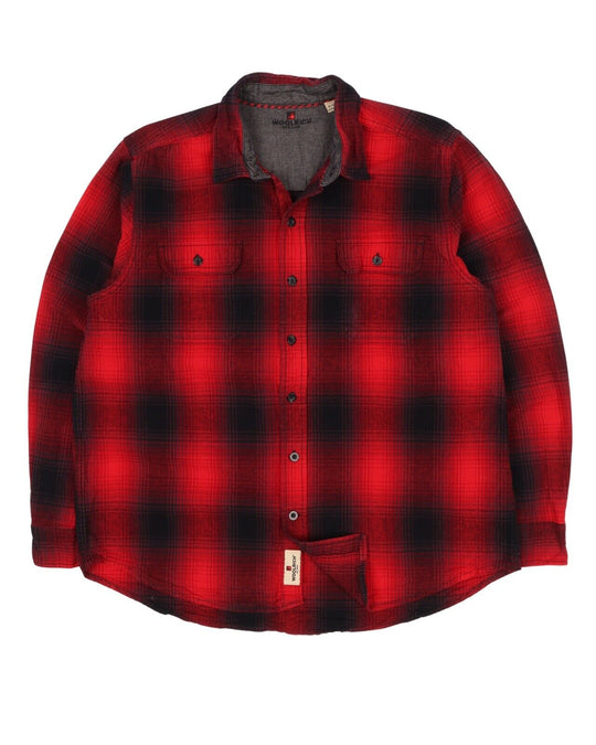 Men's WOOLRICH Red Black Check Cotton Lumberjack Shirt Size XL