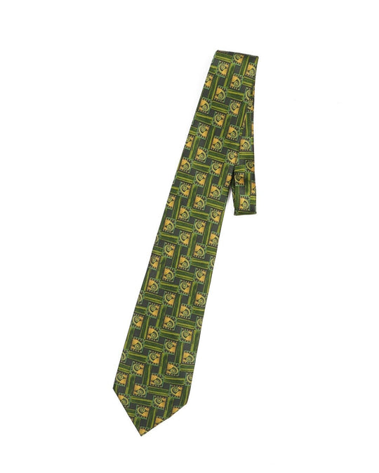 LANVIN Tie Green Pattern Silk Men's Woven Necktie