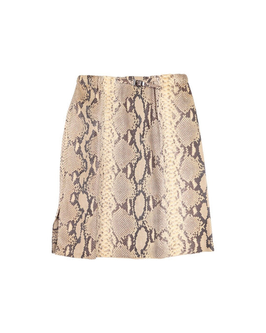 GUCCI by Tom Ford Python Leather Skirt Beige Women's Snakeskin Print Size 40