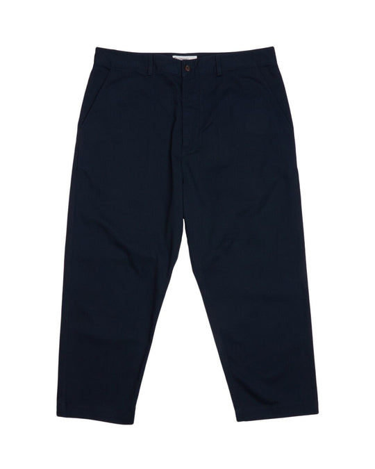 UNIVERSAL WORKS Cropped Pants Navy Cotton Men's Straight Leg Trousers Size 34