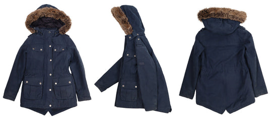 Kid's Girls BARBOUR International Blue Waterproof Impeller Parka Jacket Size M