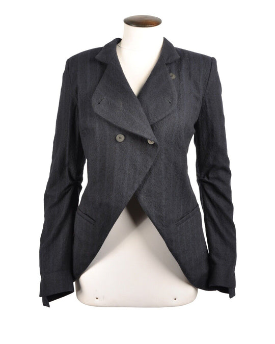 NOSTRA SANTISSIMA Jacket Wool Navy Blue Striped Women's Coat Size 42 IT