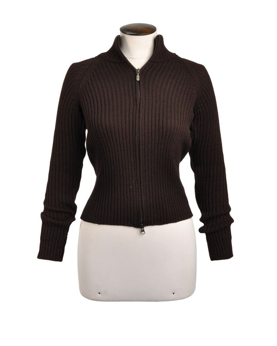 BELSTAFF Cardigan Brown Wool Full Zip Women's Jumper Size ~M