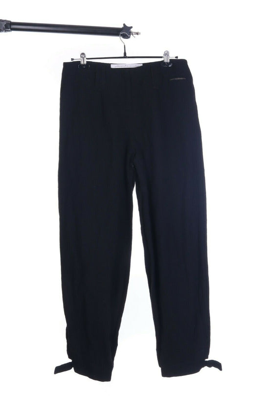 ALESSANDRA MARCHI Black Wool Blend Wide Leg Pants Size 46