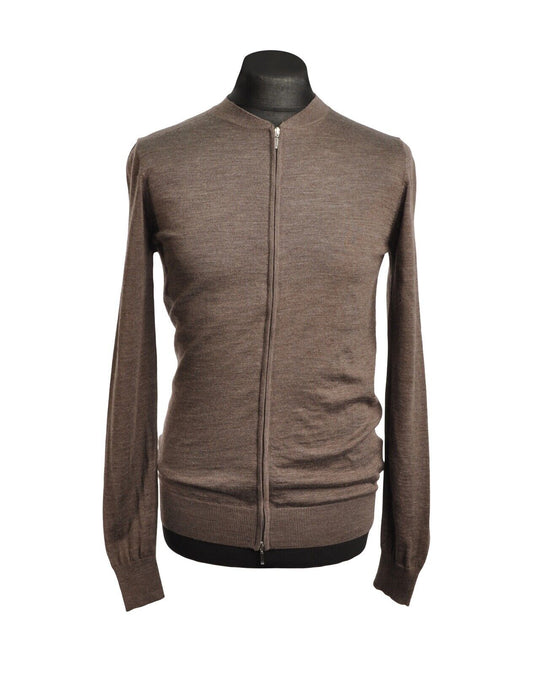 SUITSUPPLY Full Zip Cardigan Merino Wool Brown Men's Jumper Size M