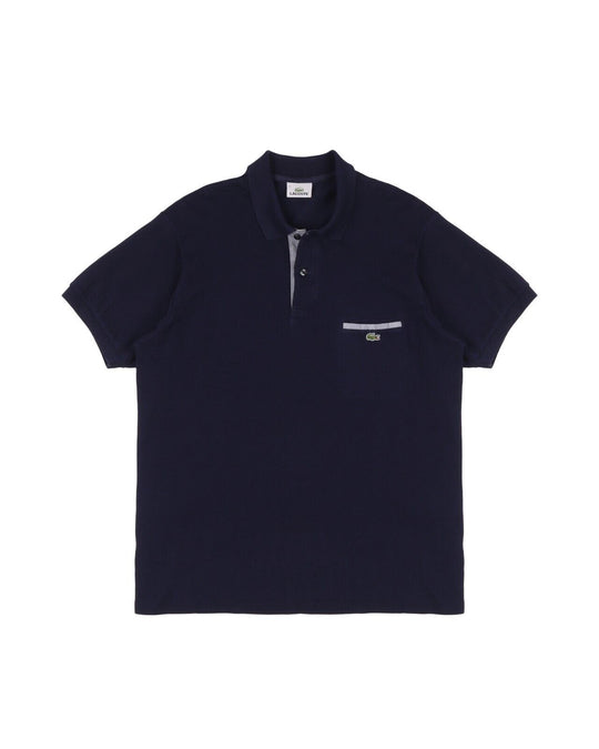 LACOSTE Polo Shirt Navy Pique Cotton Men's Short Sleeve Size 5 / L