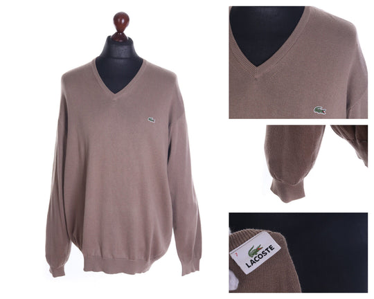Men's LACOSTE Capuccino Beige 100% Cotton Sweater Size 7