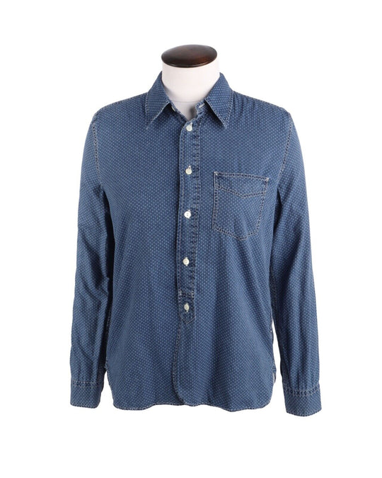 POLO RALPH LAUREN Blue Denim Jeans Cotton Polka Dot Women Shirt Size 8