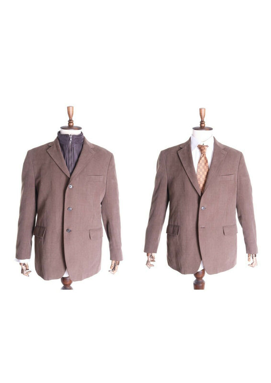Men's BOGGI MILANO Brown 100% Cotton Removable Lining Jacket Blazer Size 56