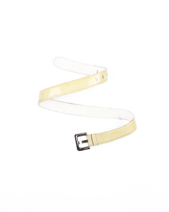 PRADA Milano Beige Patent Leather Belt Metal Buckle Size  32 / 80
