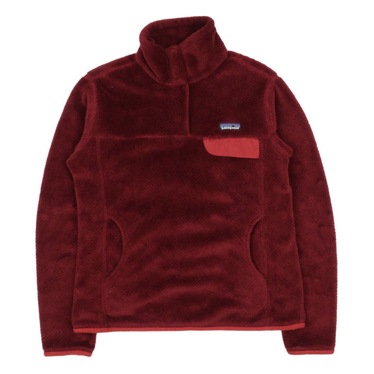 Women's PATAGONIA Red Polartec Snap T Deep Pile Synchilla Jumper Size M