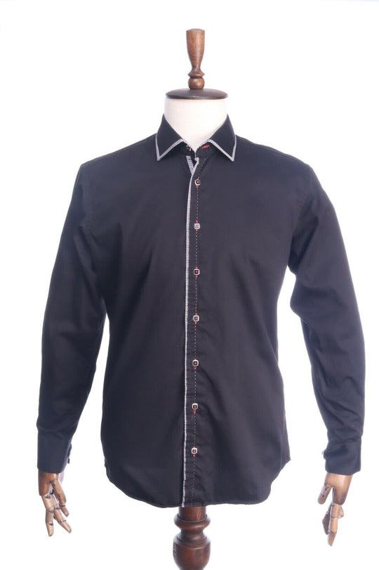 CLAUDIO LUGLI Italy Black Cotton Shirt Size L