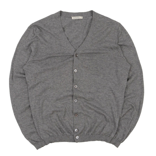 Men's SUIT SUPPLY Cotton Cashmere Grey V-Neck Cardigan Jumper Size M
