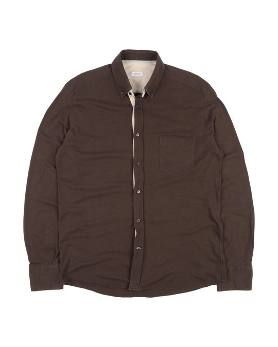 BRUNELLO CUCINELLI Shirt Brown Cotton Men's Size XL
